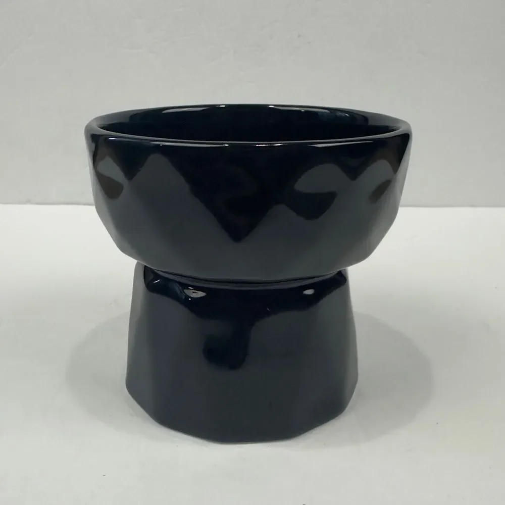 Ceramic raised pet food bowl black dog or cat